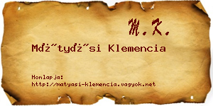 Mátyási Klemencia névjegykártya